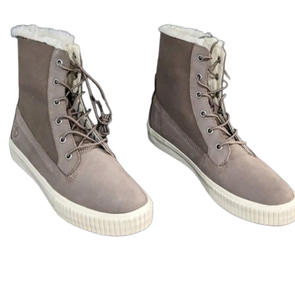 Timberland Skyla Bay taupe faux fur nubuck boots sz 9.5